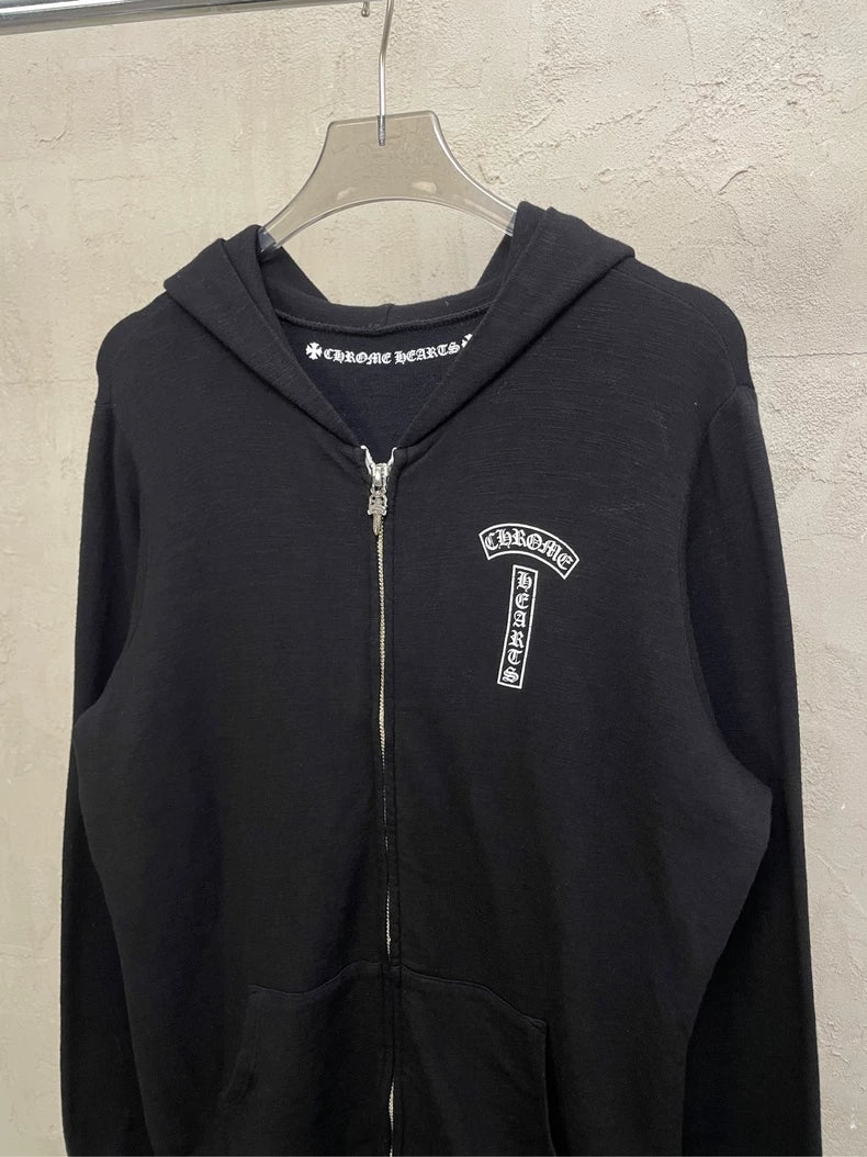 Chrome Hearts Black Hoodie with Flag Design