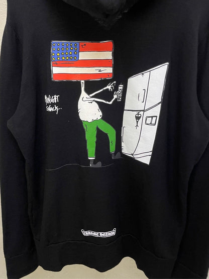 Chrome Hearts Black Hoodie with Flag Design