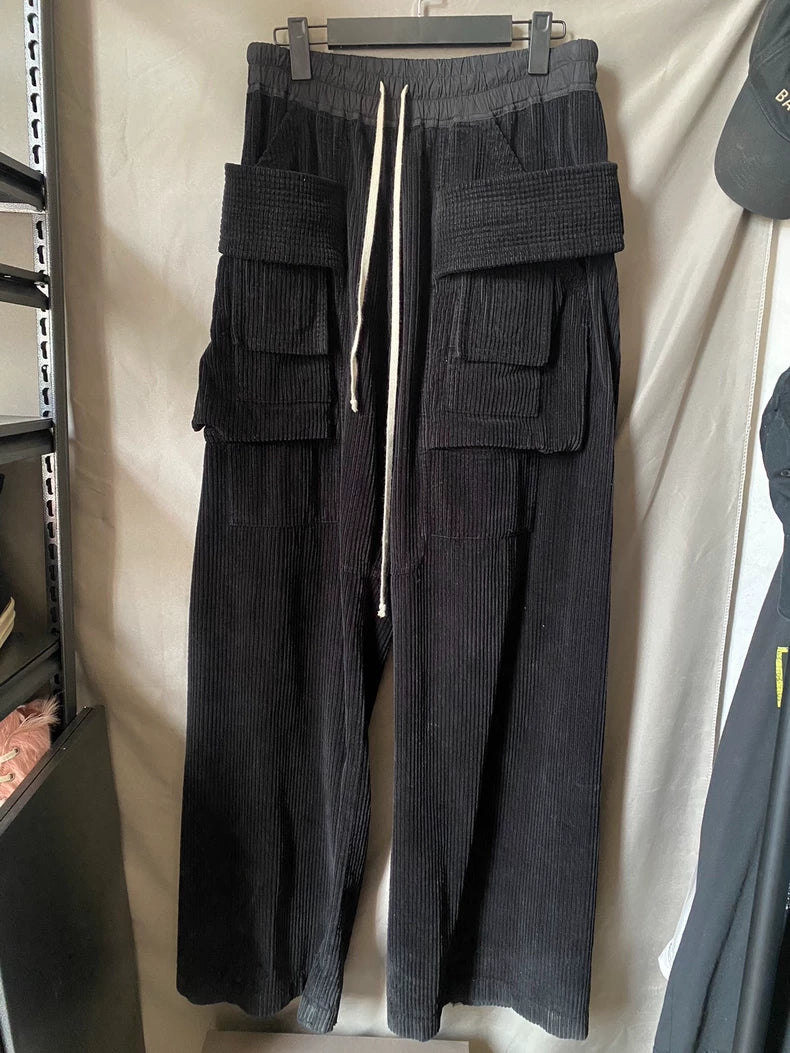 Rick Owens Double Ring Corduroy Wide-Leg Pants