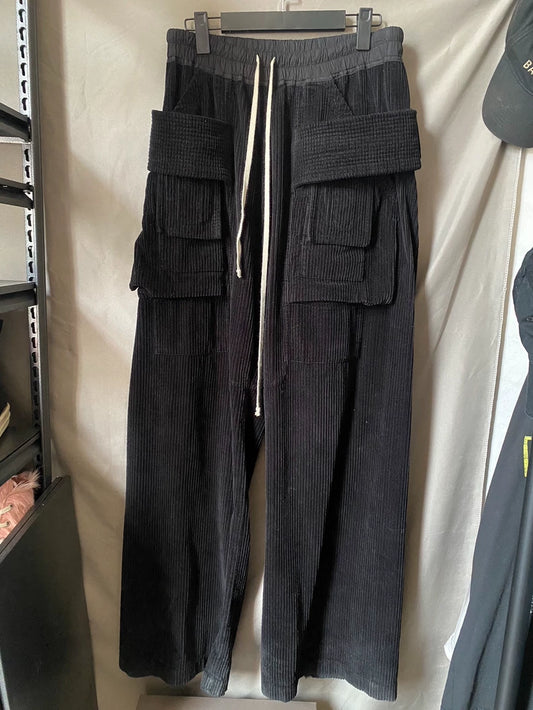 Rick Owens Double Ring Corduroy Wide-Leg Pants