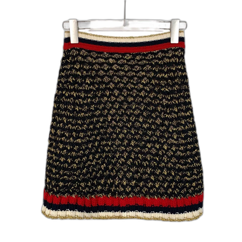 Gucci Color Block Knitted Cotton Skirt