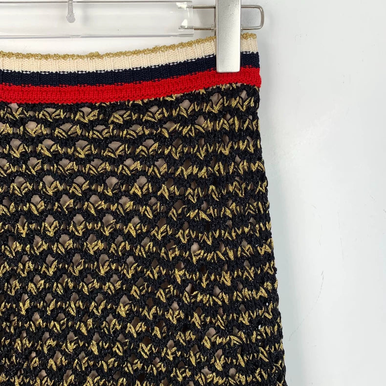 Gucci Color Block Knitted Cotton Skirt