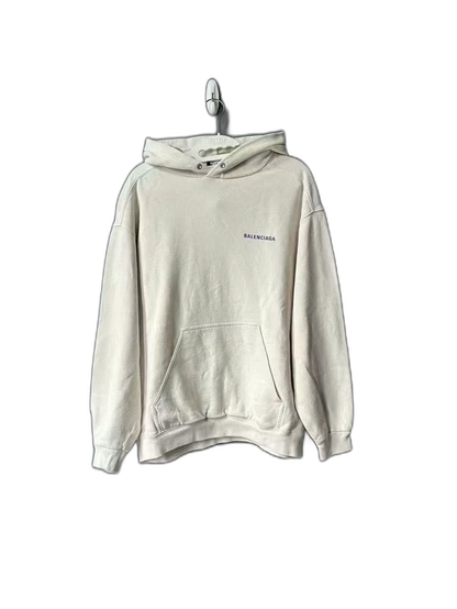 Balenciaga Cream Hoodie with Blue Logo