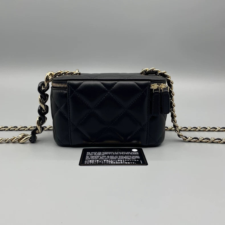 Chanel Quilted Leather Makeup Bag