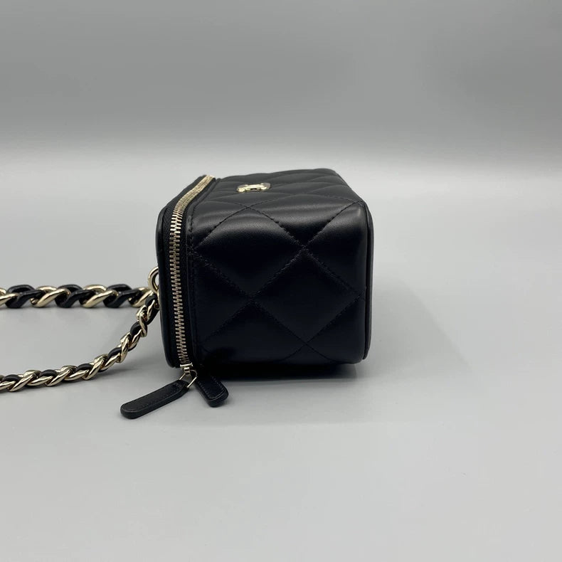 Chanel Quilted Leather Makeup Bag