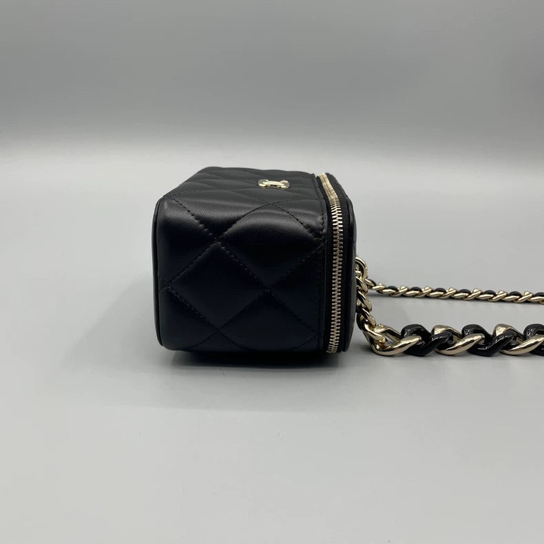 Chanel Quilted Leather Makeup Bag