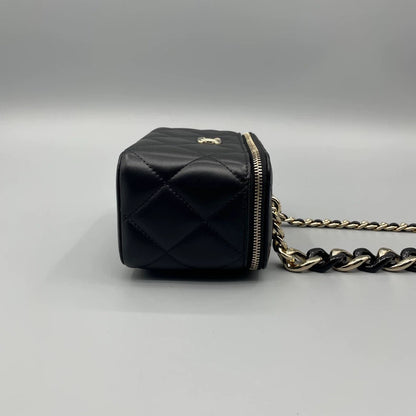 Chanel Quilted Leather Makeup Bag