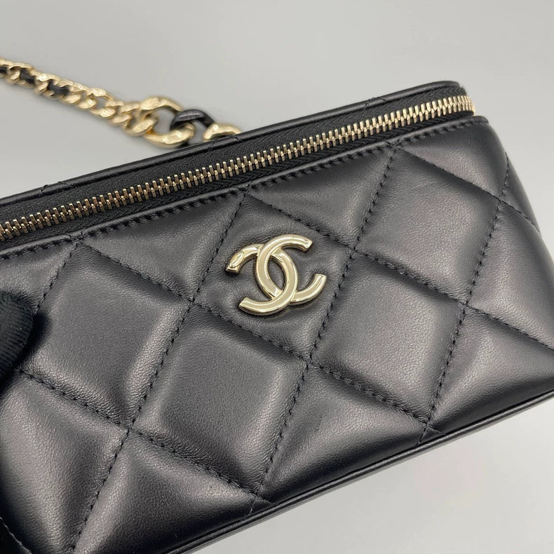 Chanel Quilted Leather Makeup Bag