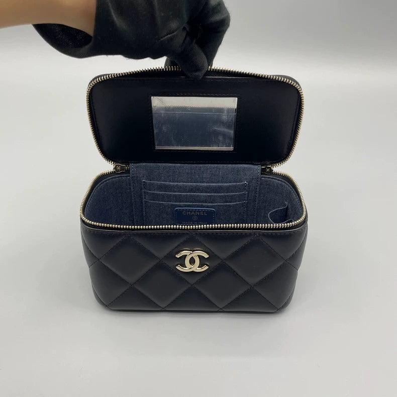Chanel Quilted Leather Makeup Bag