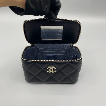 Chanel Quilted Leather Makeup Bag