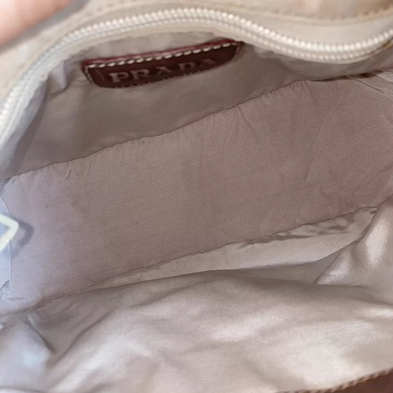 Prada Mini Canvas Bag with Brown Leather-zp