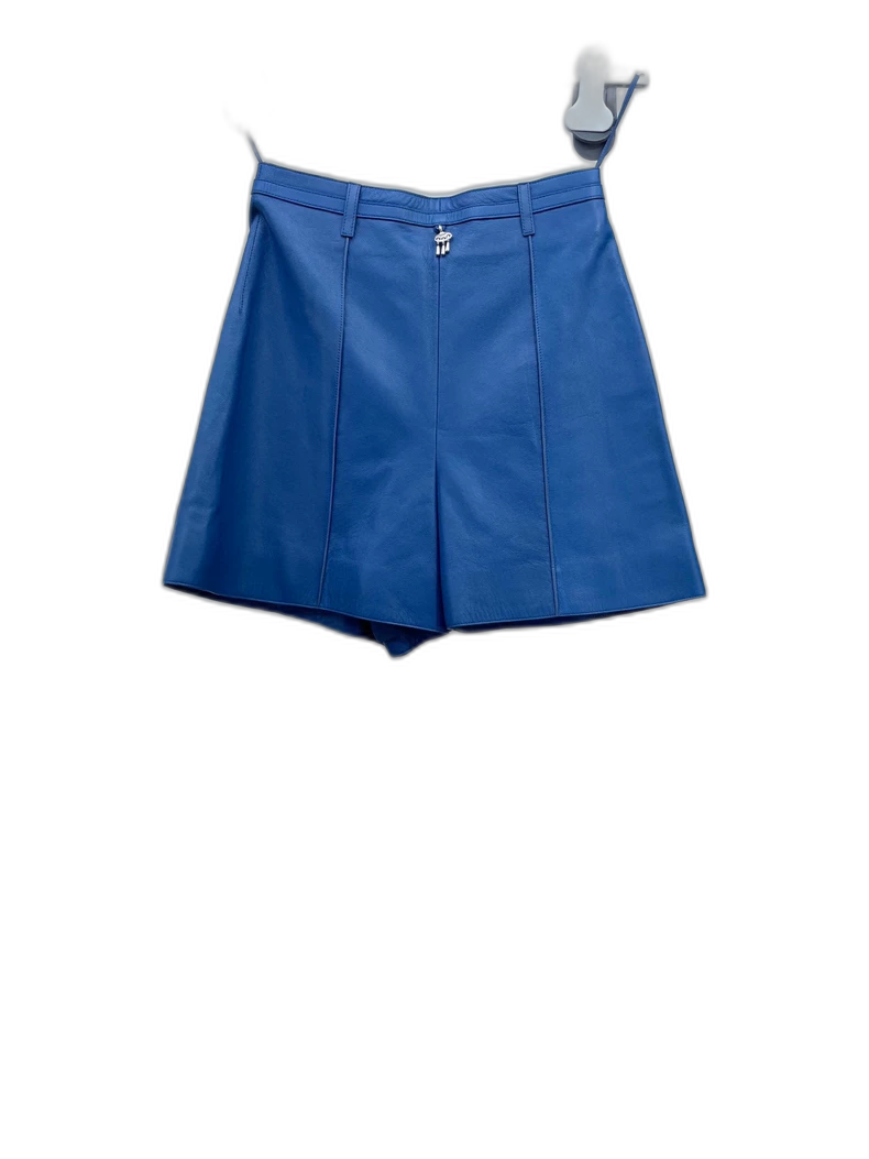 Hermes Blue Lambskin Leather Shorts