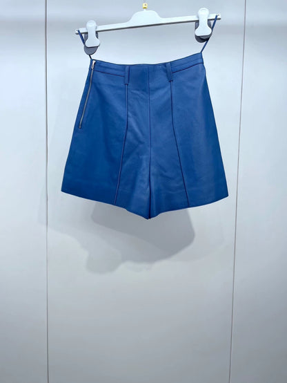 Hermes Blue Lambskin Leather Shorts