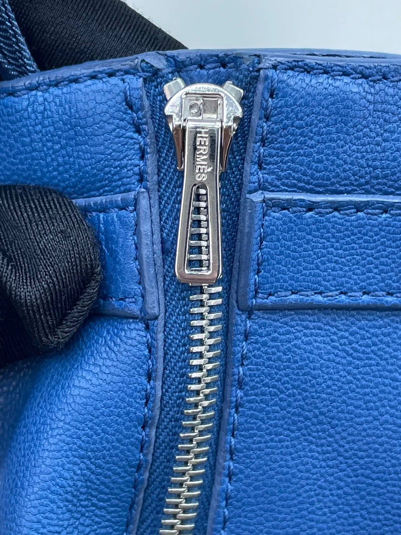 Hermes Blue Lambskin Leather Shorts