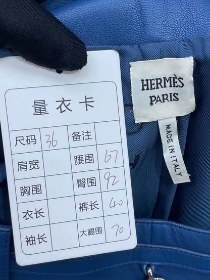 Hermes Blue Lambskin Leather Shorts