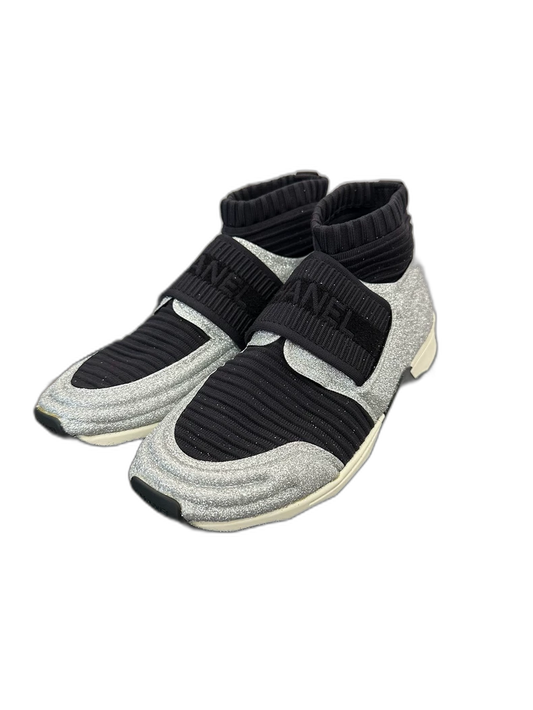 Black Silver Glitter Sport Sneakers for Women