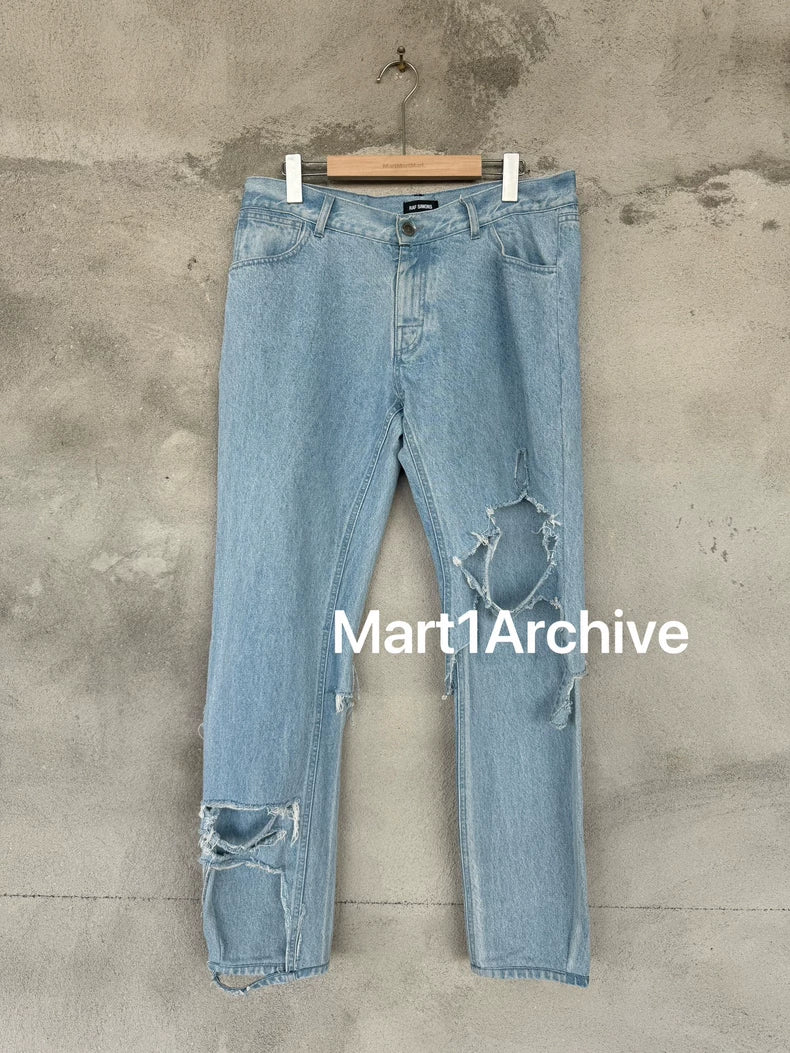 RAF SIMONS Double Layer Destroyed Denim Pants