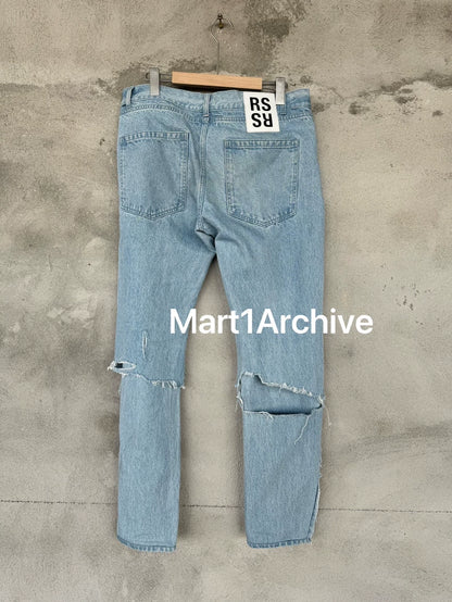 RAF SIMONS Double Layer Destroyed Denim Pants
