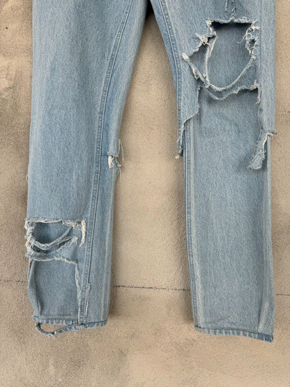 RAF SIMONS Double Layer Destroyed Denim Pants