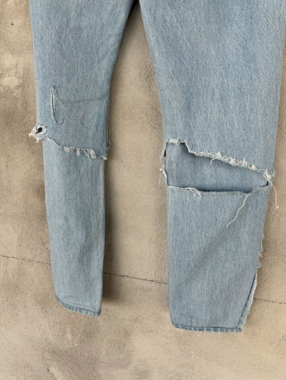 RAF SIMONS Double Layer Destroyed Denim Pants