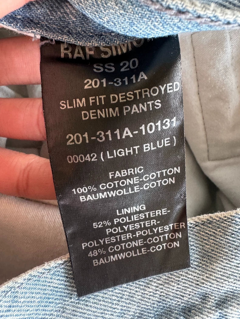 RAF SIMONS Double Layer Destroyed Denim Pants