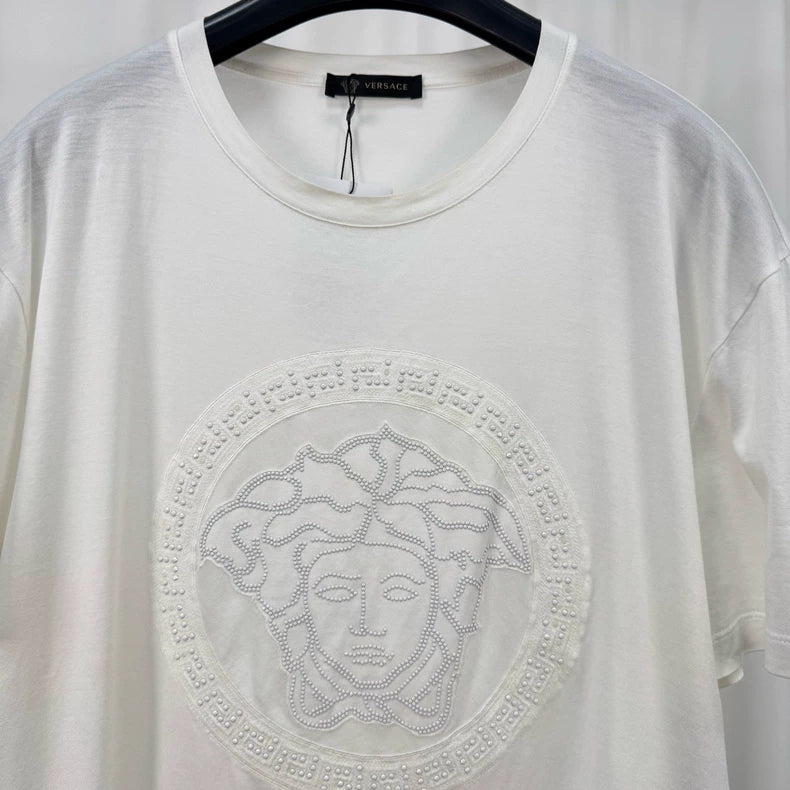 Versace Embroidered Medusa Short Sleeve Tee-yf