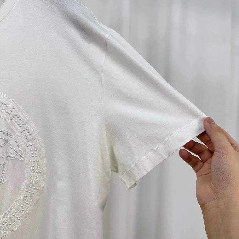 Versace Embroidered Medusa Short Sleeve Tee-yf