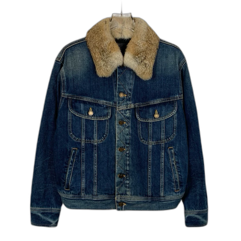 Saint Laurent Denim Jacket with Fur Collar