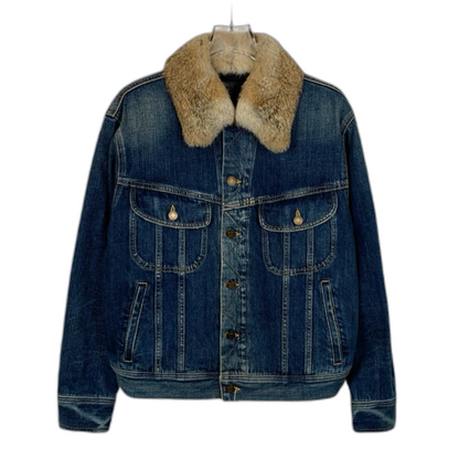 Saint Laurent Denim Jacket with Fur Collar