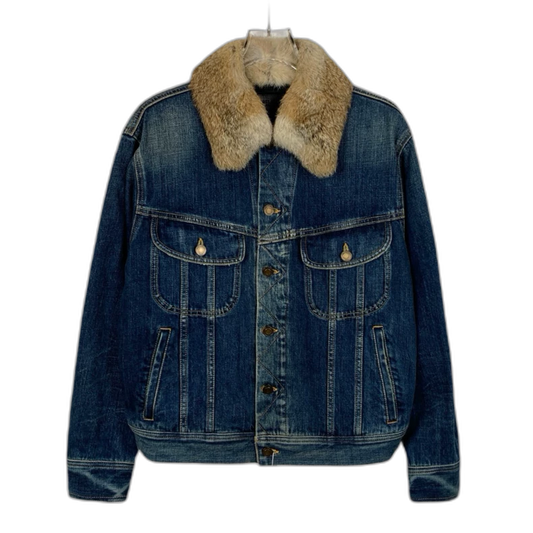 Saint Laurent Denim Jacket with Fur Collar