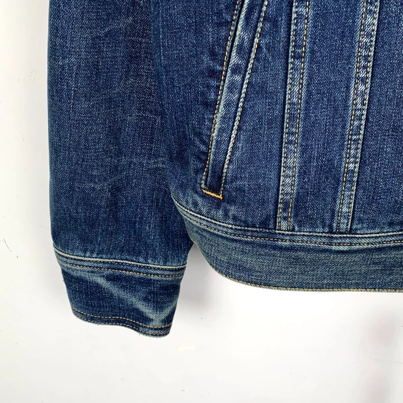 Saint Laurent Denim Jacket with Fur Collar