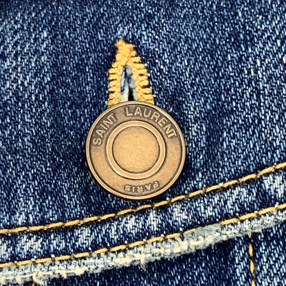 Saint Laurent Denim Jacket with Fur Collar