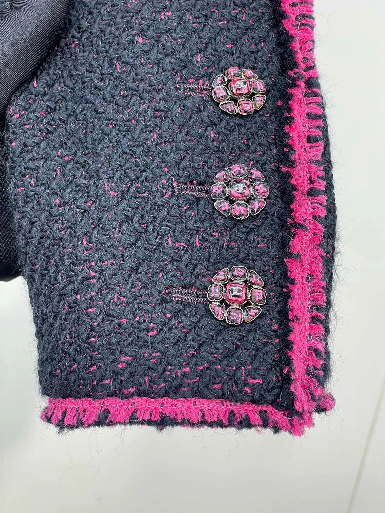 Chanel Black and Pink Wool Jacket