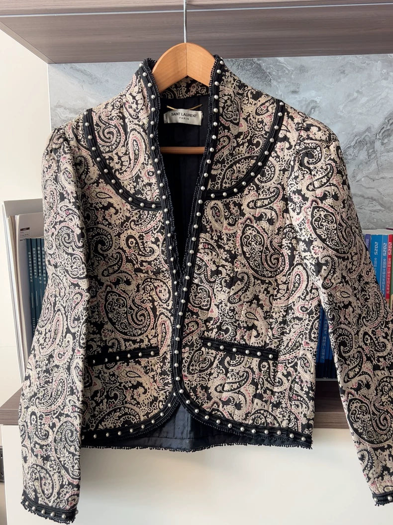 Saint Laurent Short Coat with Paisley Design
