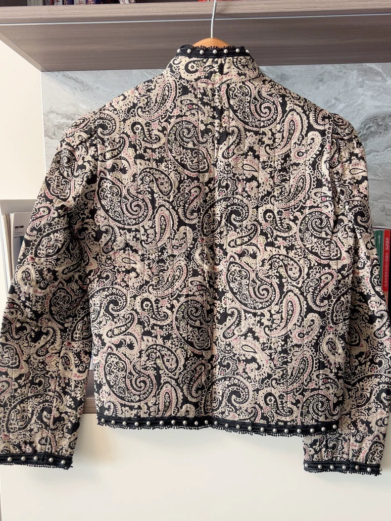 Saint Laurent Short Coat with Paisley Design