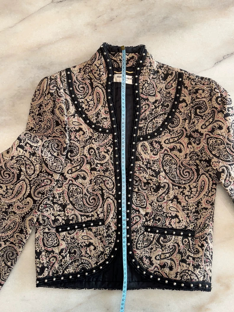 Saint Laurent Short Coat with Paisley Design