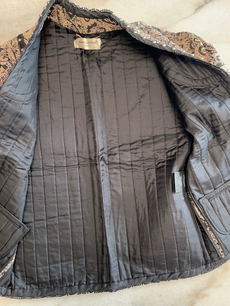 Saint Laurent Short Coat with Paisley Design