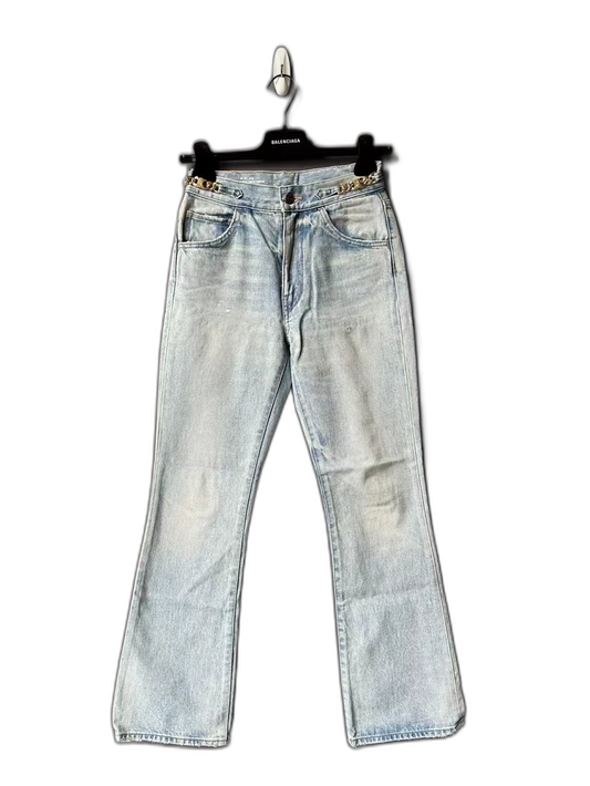 Celine Chain Detail Washed Denim Pants