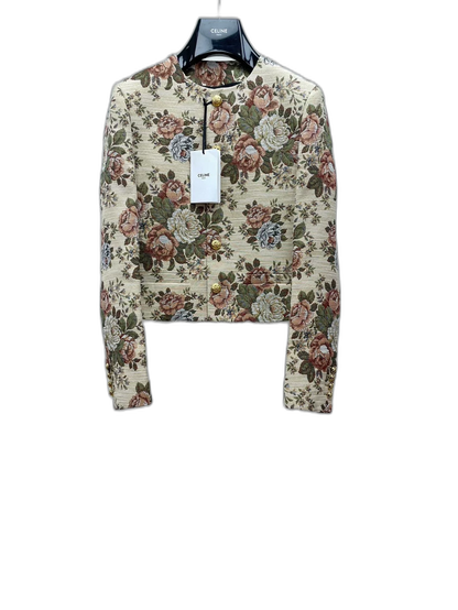 Celine Floral Pattern Jacket With Gold Buttons