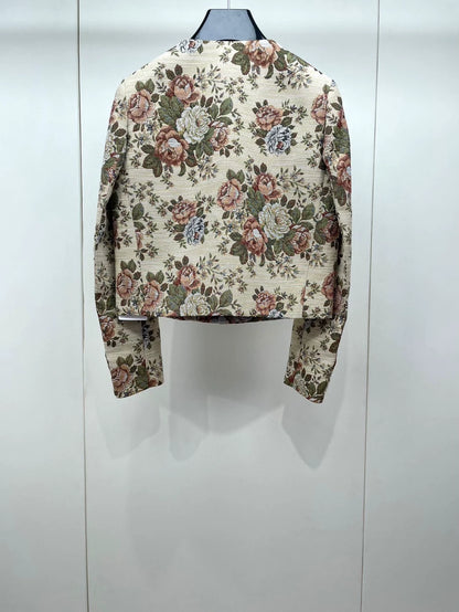 Celine Floral Pattern Jacket With Gold Buttons