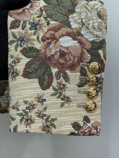 Celine Floral Pattern Jacket With Gold Buttons