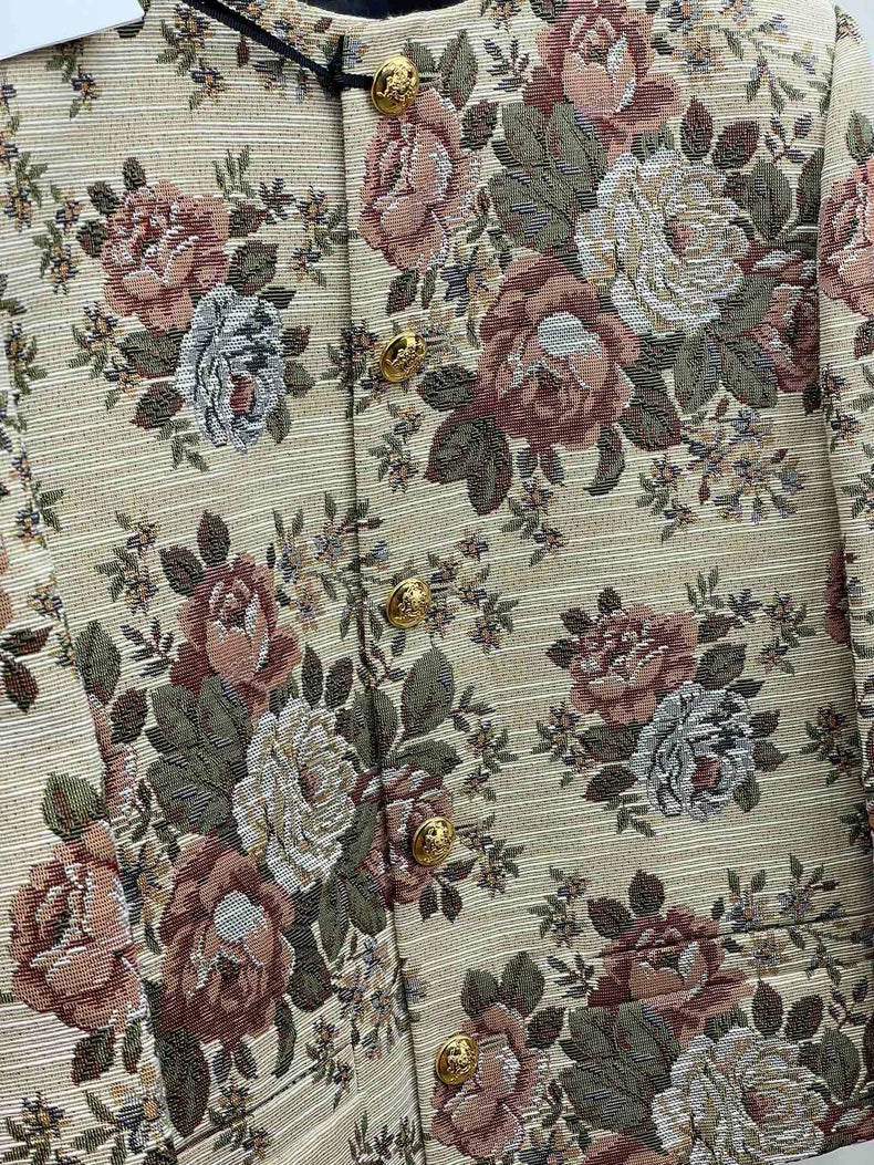 Celine Floral Pattern Jacket With Gold Buttons