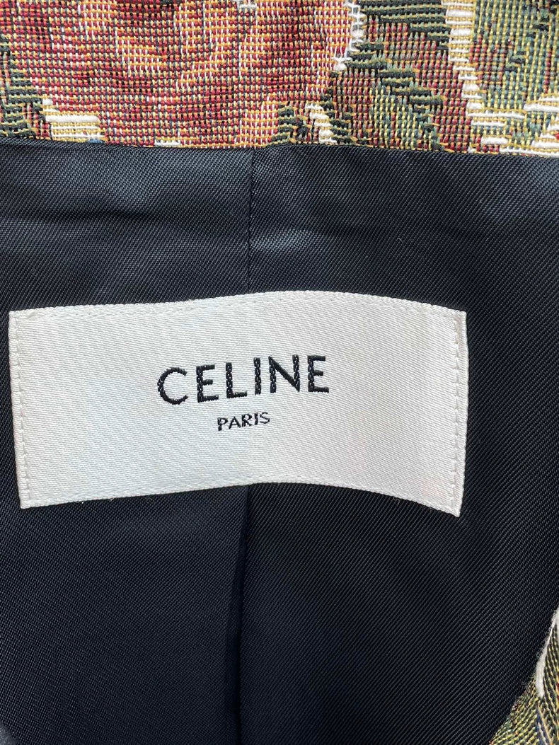 Celine Floral Pattern Jacket With Gold Buttons