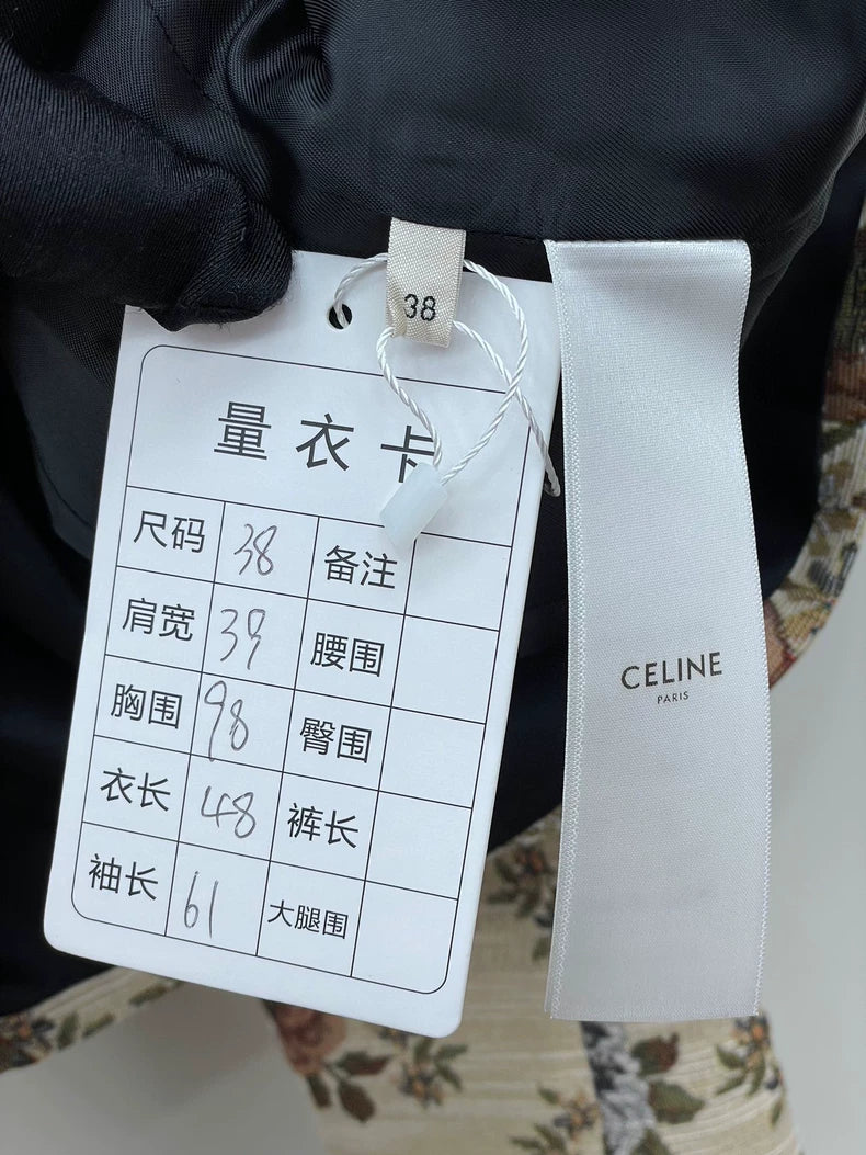 Celine Floral Pattern Jacket With Gold Buttons