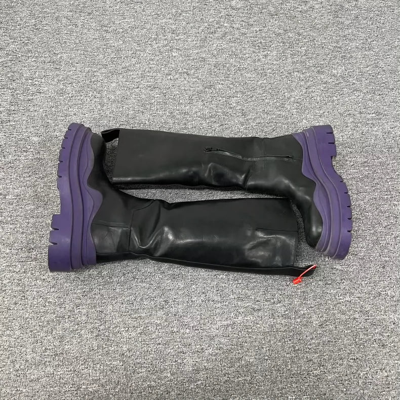 Bottega Veneta Thick Sole Black Purple Boots
