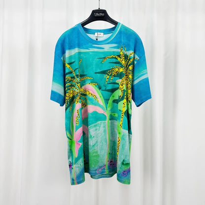 Celine Palm Tree Print Short Sleeve Top