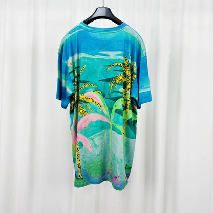 Celine Palm Tree Print Short Sleeve Top