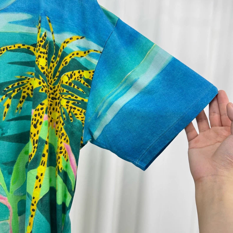 Celine Palm Tree Print Short Sleeve Top