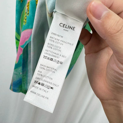 Celine Palm Tree Print Short Sleeve Top