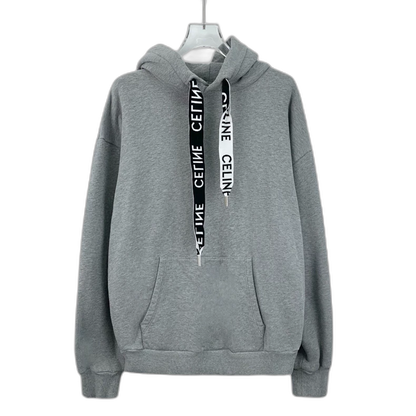 Celine Gray Cotton Logo Hoodie Sweatshirt